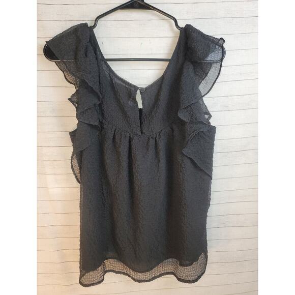 MAEVE FLUTTER RUFFLE CRINKLE SHEER IN BLACK, SZ 10P - Picture 8 of 13